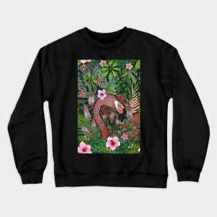 Florencia the Flamingo in her Forest Full of Florals Crewneck Sweatshirt